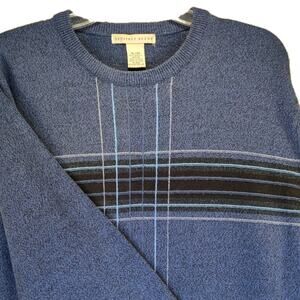 Geoffrey Beene Sweater Men’s XL Blue Acrylic Embroidered Square Retro Style